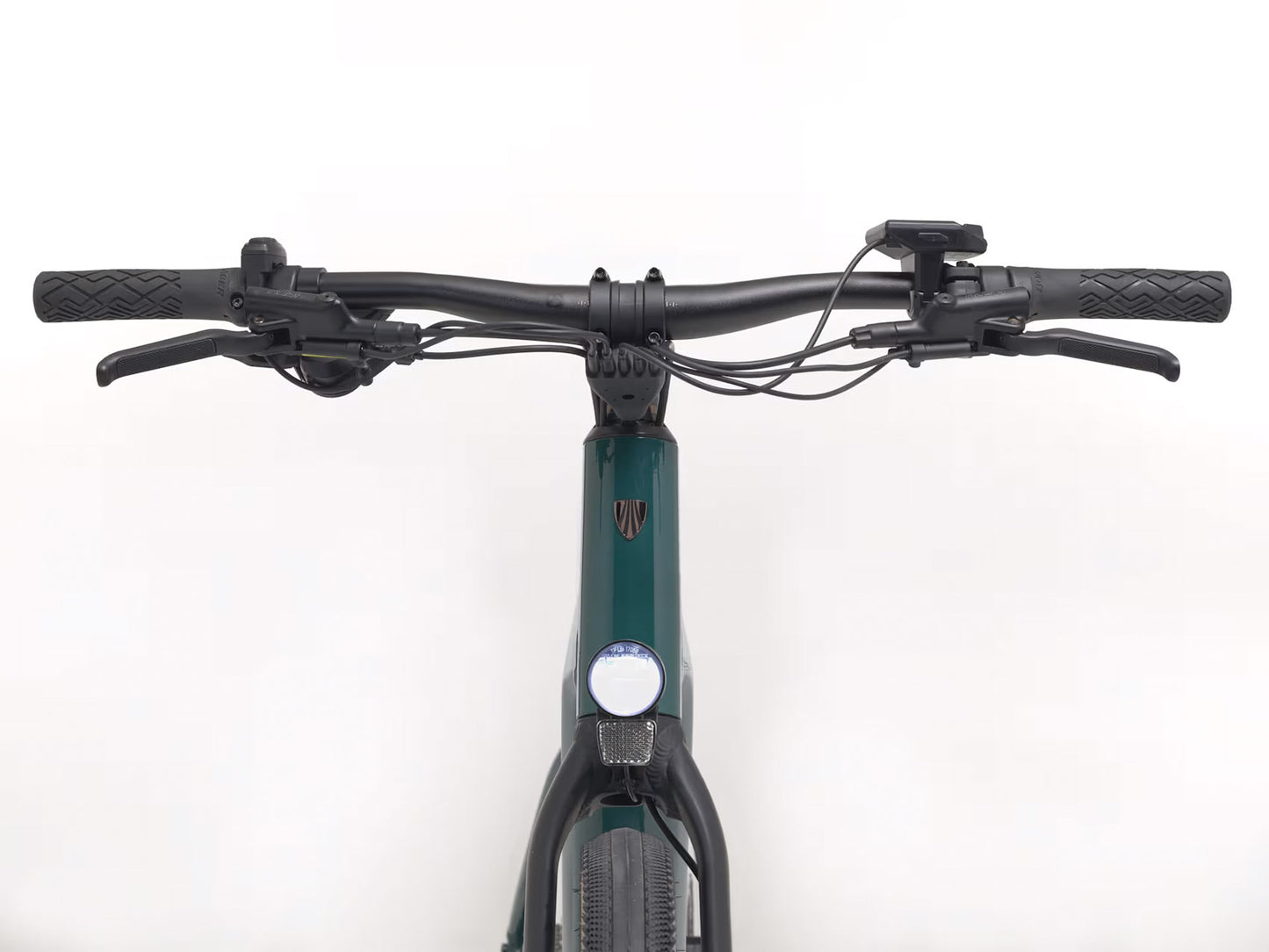 Front view of the Trek FX+ 1 Juniper e-Bike, shown on a white background.