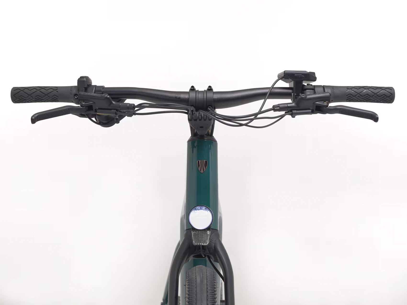 Front view of the Trek FX+ 1 Juniper e-Bike, shown on a white background.