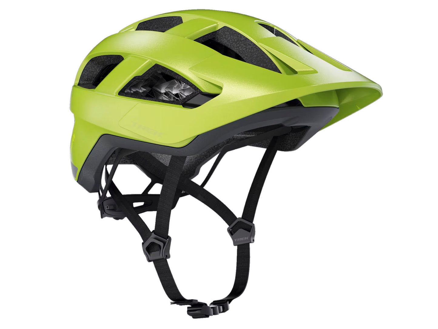 Front quarter view of the Trek Quantum WaveCel Mountain Bike Helmet in the color Power Surge, shown on a white background.