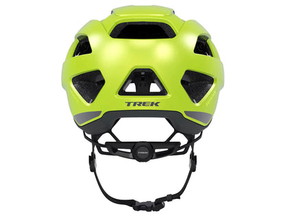 Rear view of the Trek Quantum WaveCel Mountain Bike Helmet in the color Power Surge, shown on a white background.