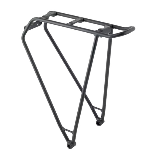 Angled view of a Trek Verve+ Black Rear Rack against a white background.