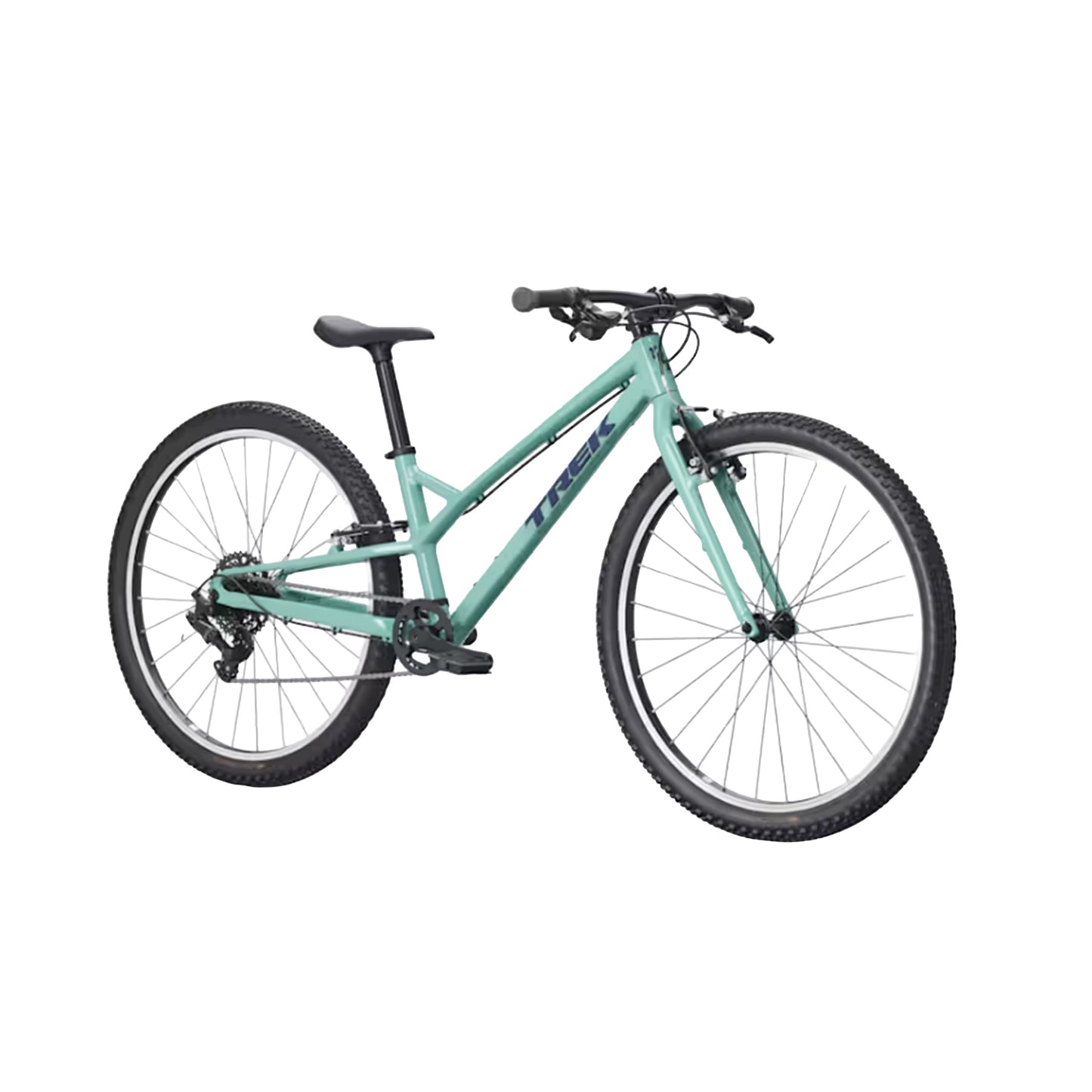 Angled side view of the Trek Wahoo 26 Path in Blue Sage against a white background.
