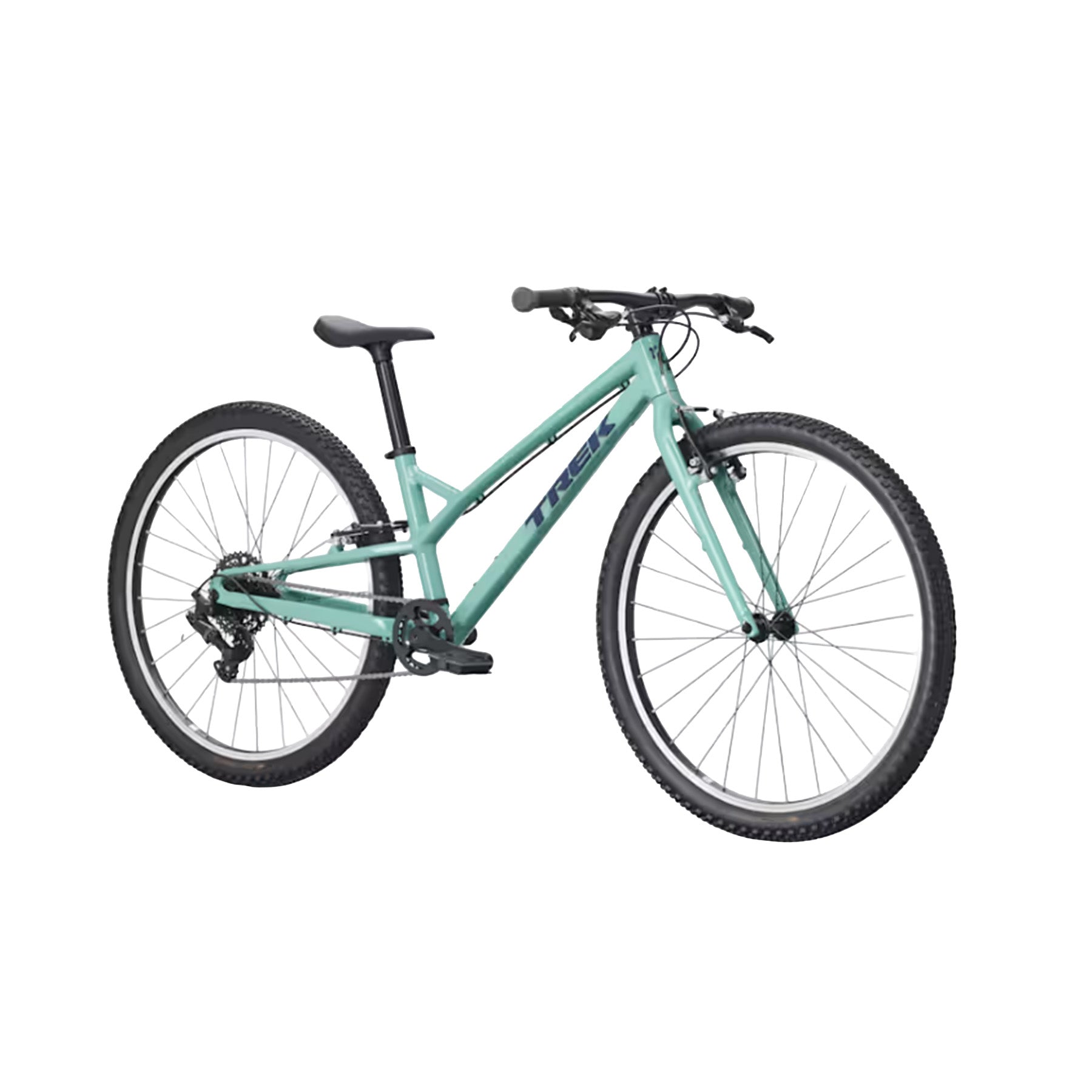 Angled side view of the Trek Wahoo 26 Path in Blue Sage against a white background.