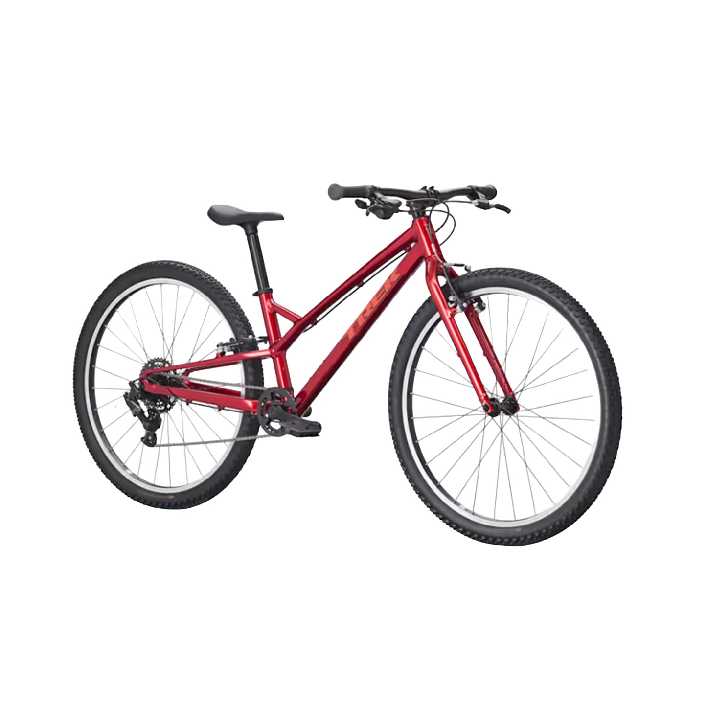 Angled side view of the Trek Wahoo 26 Path in Fury Red against a white background.