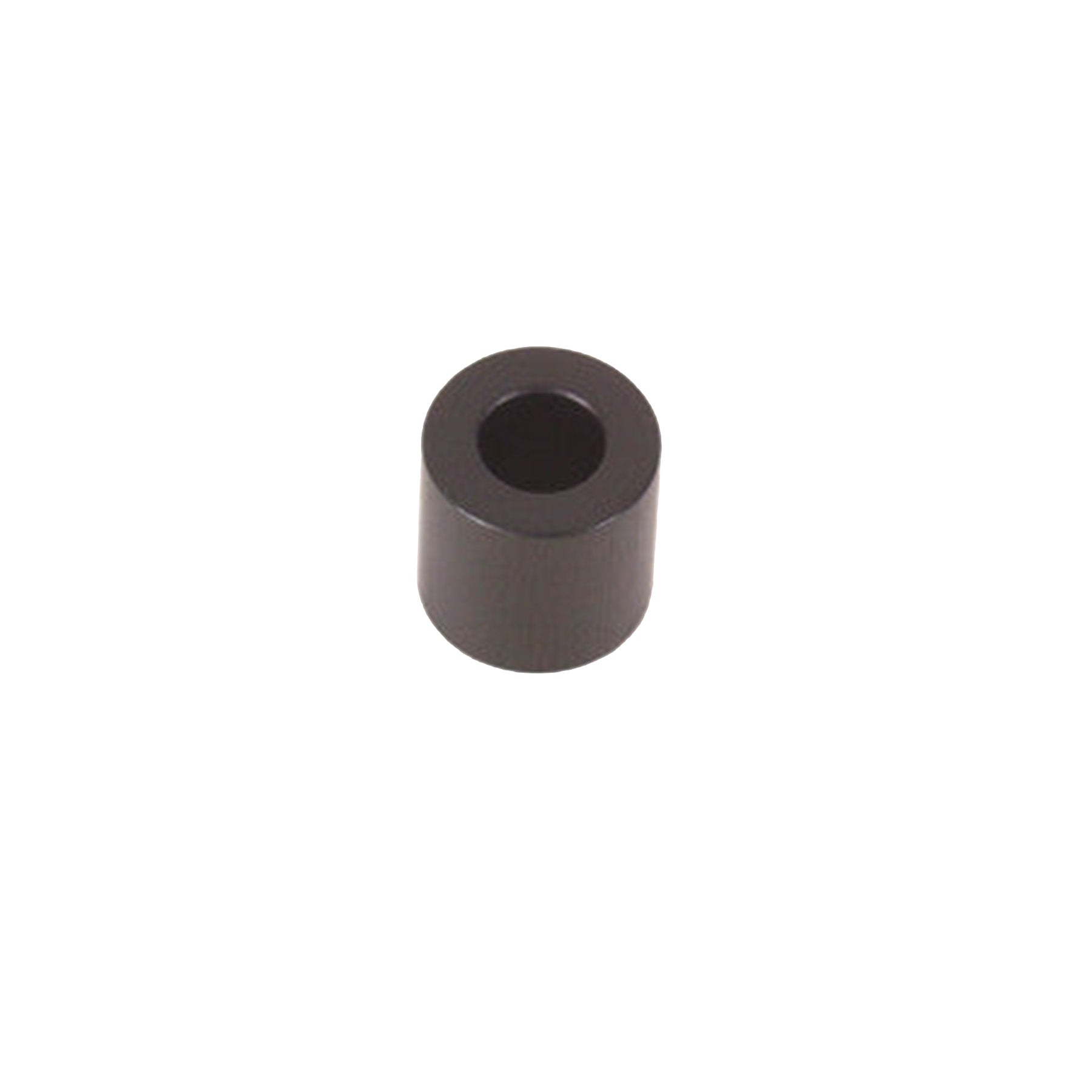The Volae Black Anodized Aluminum Front Idler Spacer in a half inch length against a white background.