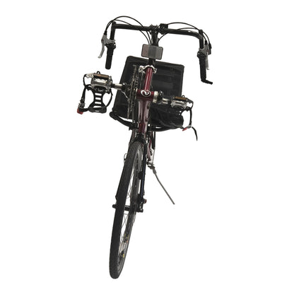 Front view of the Volae Used Expedition Pro Candy Red Recumbent Bicycle XL against a white background.