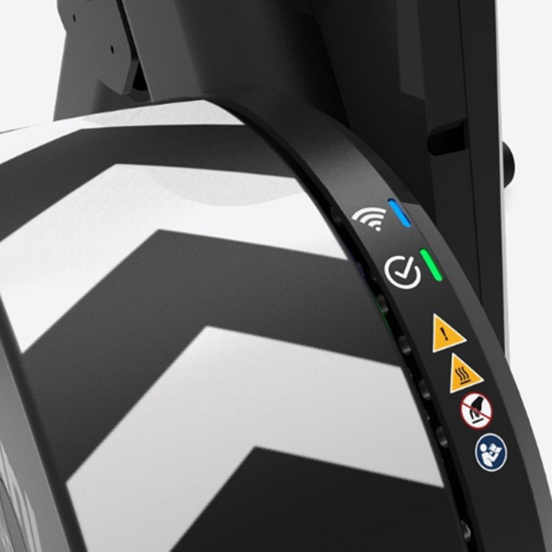 Closeup view of the settings for a Wahoo KICKR Core 2 Smart Trainer with Zwift Cog and Click indoor cycling trainer against a white background.