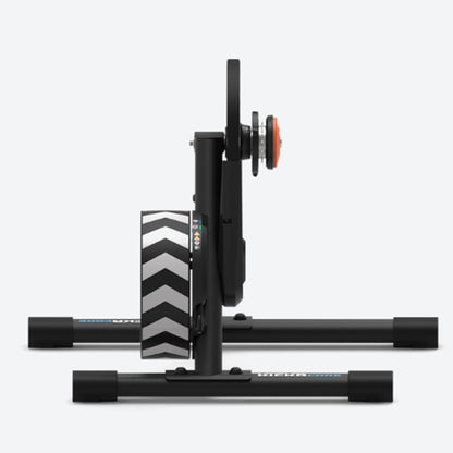 Rear view of Wahoo KICKR Core 2 Smart Trainer with Zwift Cog and Click indoor cycling trainer against a white background.