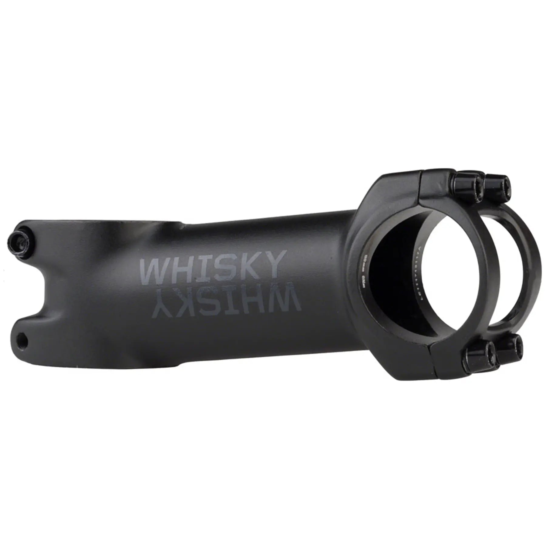 Side view of the WHISKY No.7 80mm Aluminum Black Stem against a white background.