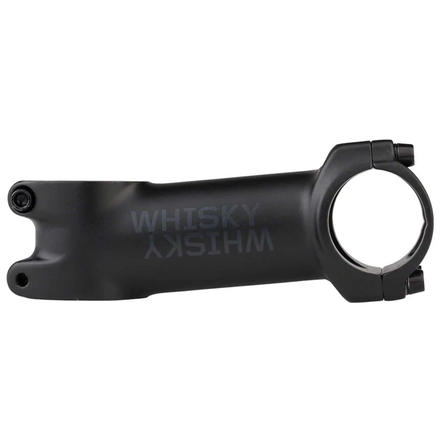 Side view of the WHISKY No.7 80mm Aluminum Black Stem against a white background.
