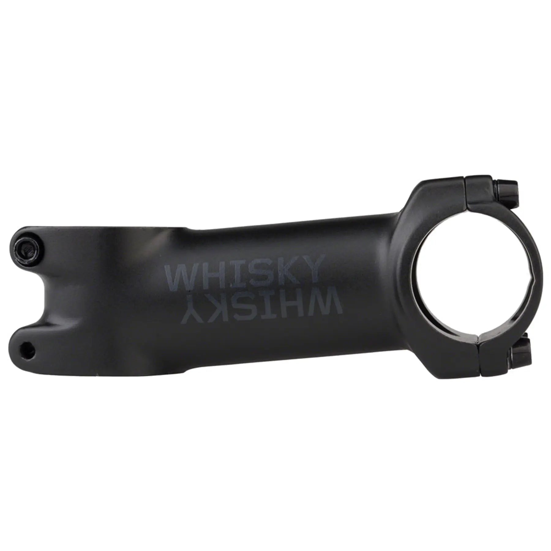 Side view of the WHISKY No.7 80mm Aluminum Black Stem against a white background.