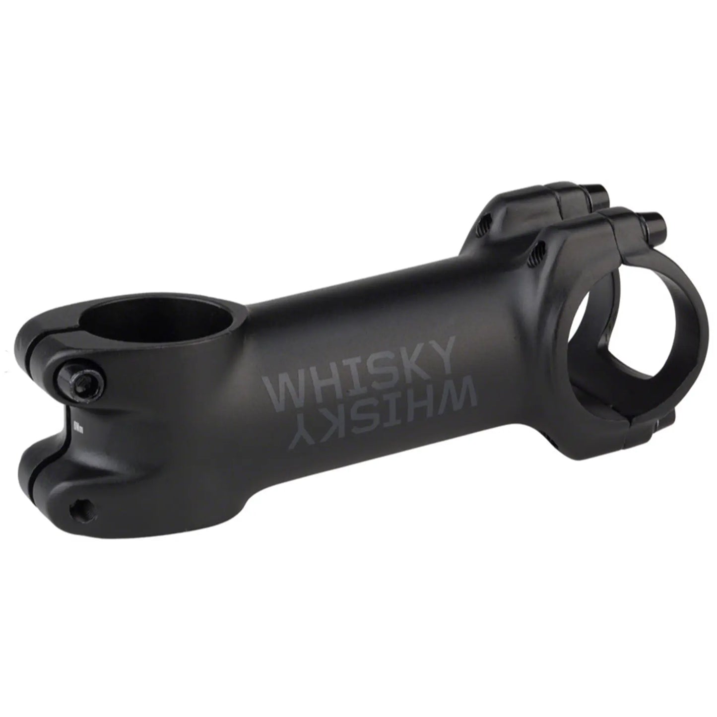 Side view of the WHISKY No.7 80mm Aluminum Black Stem against a white background.