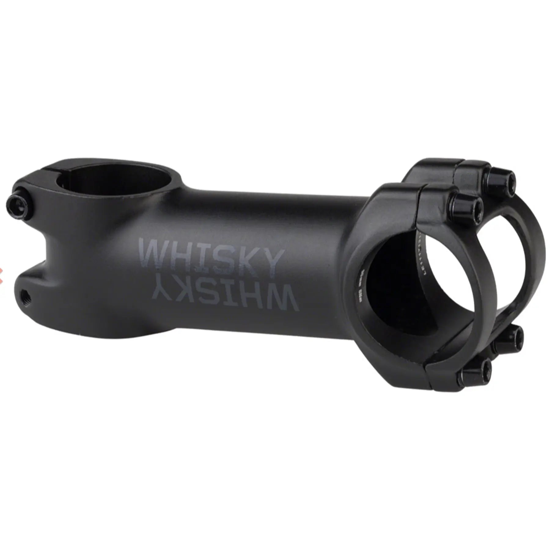 Side view of the WHISKY No.7 80mm Aluminum Black Stem against a white background.