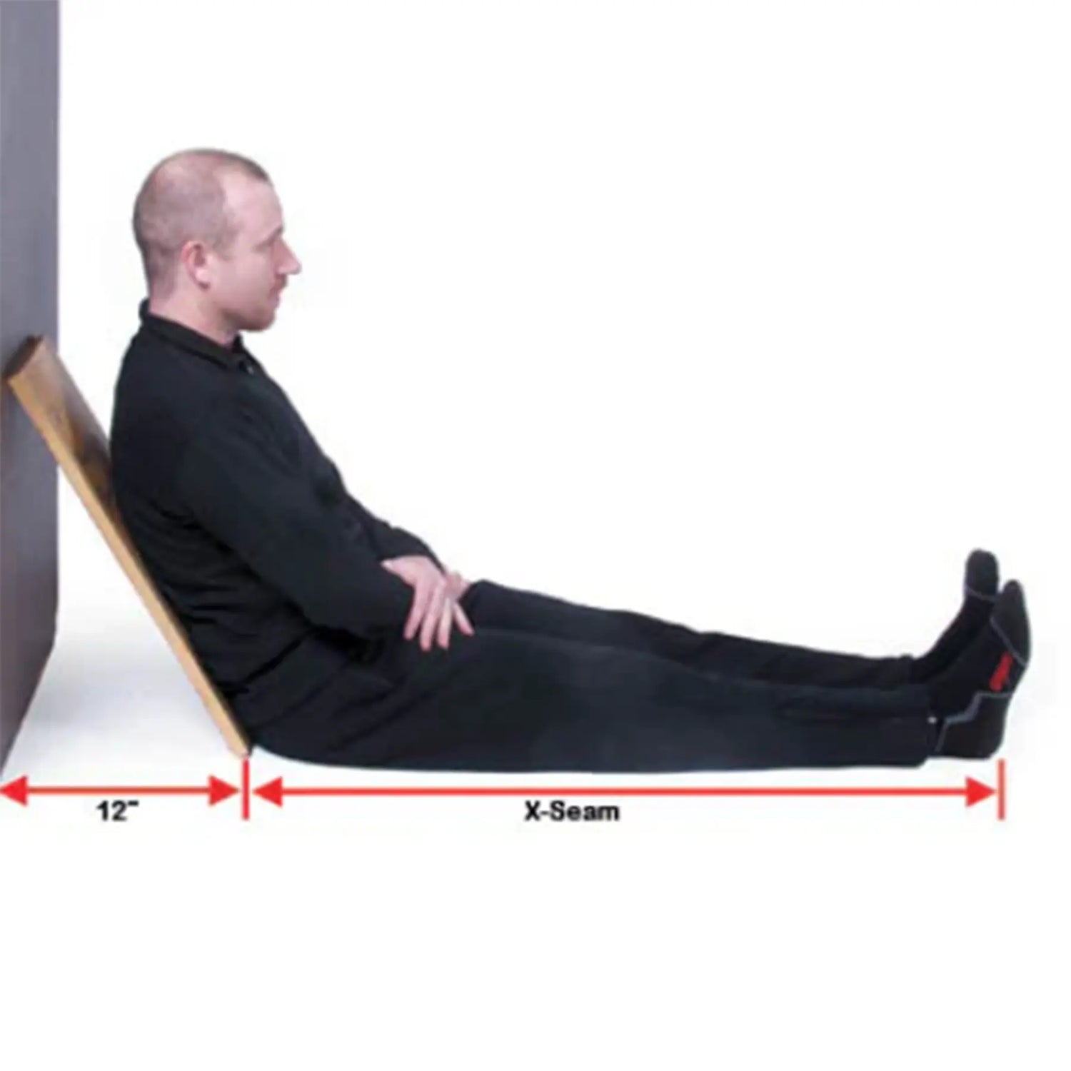 Image demonstrating how to measure your x-seam for recumbent sizing.