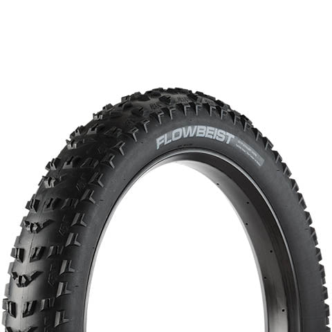 45NRTH Flowbeist Folding 120tpi Black Fat Tire 26 x 4.6" (117-559mm), studio front quarter view