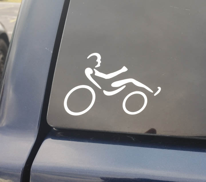 Atoc Recumbent Rider Decal on a vehicle
