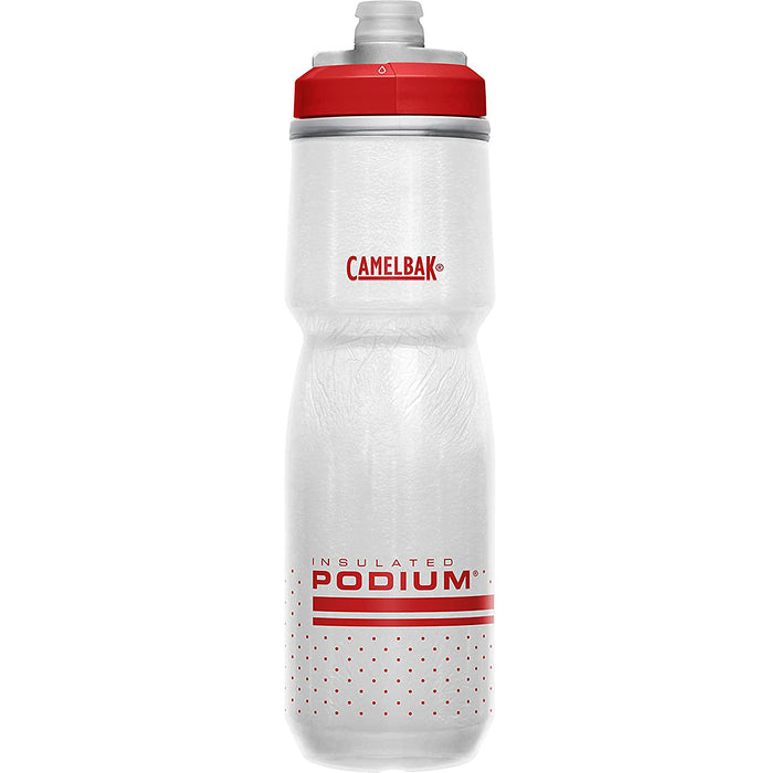CamelBak Podium Chill Insulated Water Bottle 24oz red white, front view