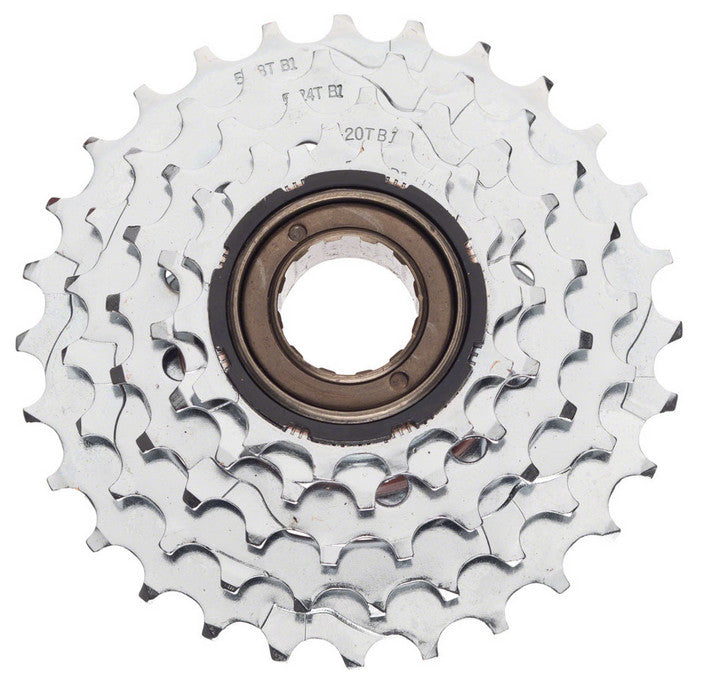 Dimension 5 Speed 14-28t Chrome Plated Freewheel top down view