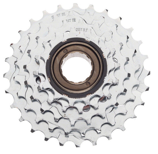 Dimension 5 Speed 14-28t Chrome Plated Freewheel top down view
