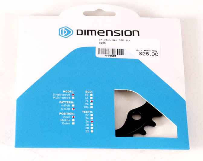 Dimension Aluminum 74mm BCD Inner Black Chainring