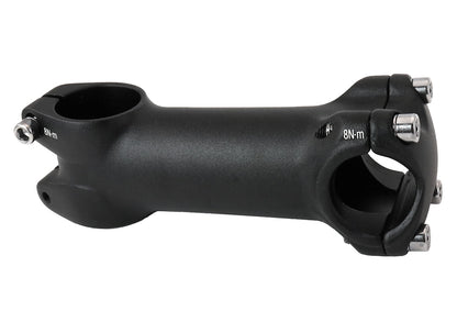 Black bicycle stem with 1 1/8 in steerer and 25.4mm clamp, for Gekko 26 and fx20/26 models.