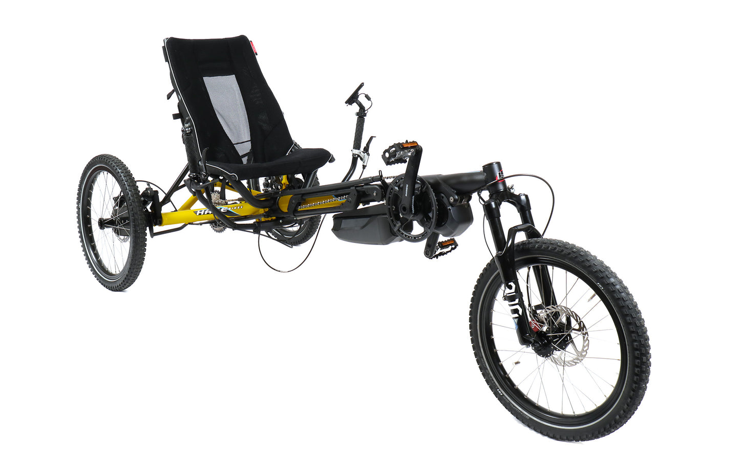 Hase Kettwiesel Cross Steps 6100  w/630 Wh Battery and 2A Charger Yellow Recumbent Trike