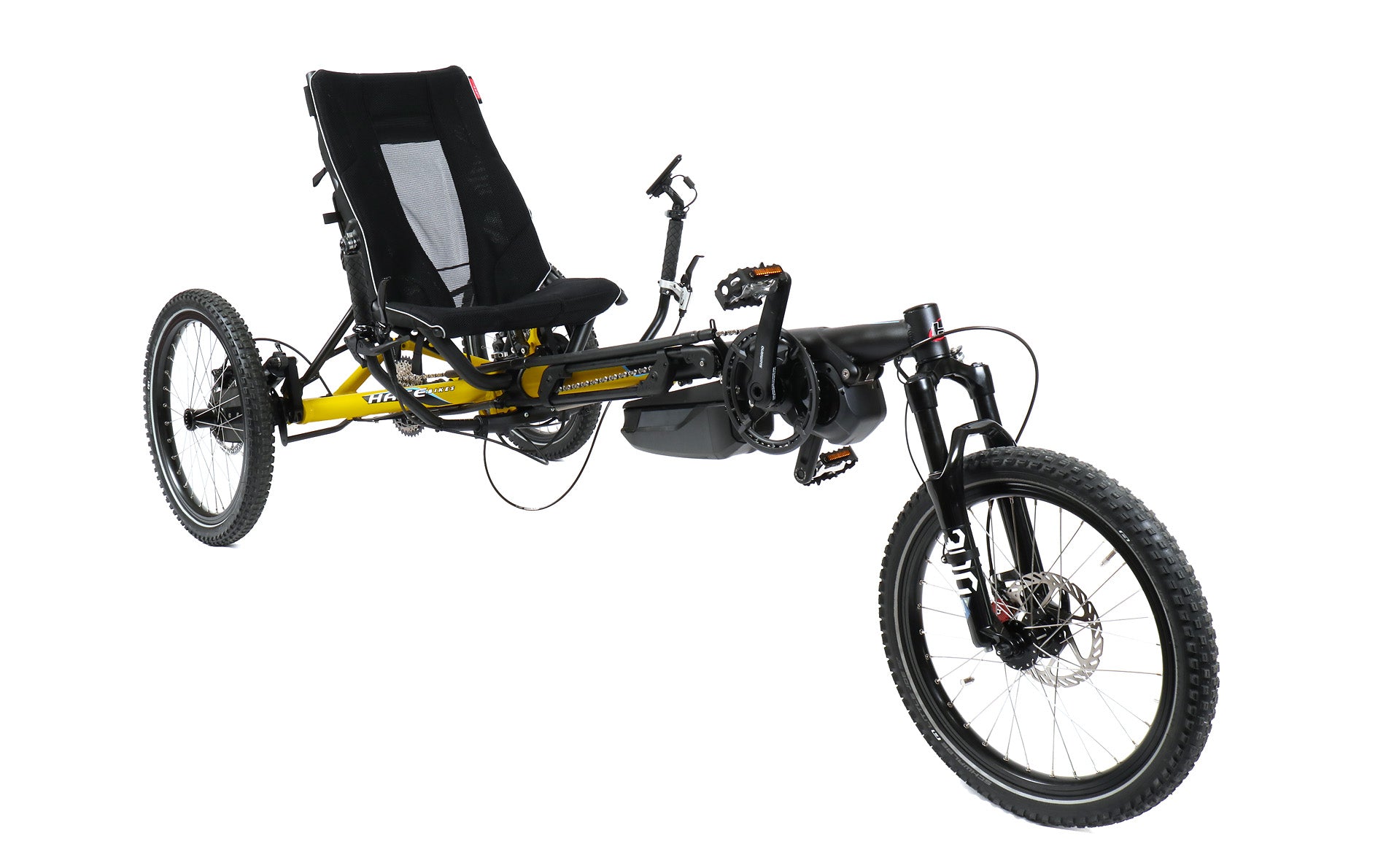 Hase Kettwiesel Cross Steps 6100  w/630 Wh Battery and 2A Charger Yellow Recumbent Trike