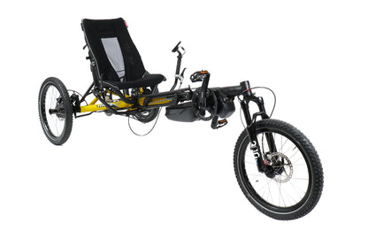 Hase Kettwiesel Cross Steps 6100  w/630 Wh Battery and 2A Charger Yellow Recumbent Trike