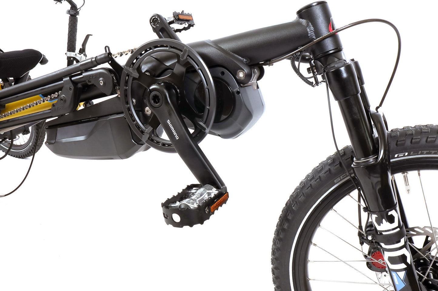 Hase Kettwiesel Cross Steps 6100  w/630 Wh Battery and 2A Charger Yellow Recumbent Trike