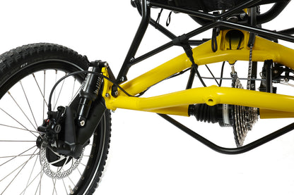 Hase Kettwiesel Cross Steps 6100  w/630 Wh Battery and 2A Charger Yellow Recumbent Trike