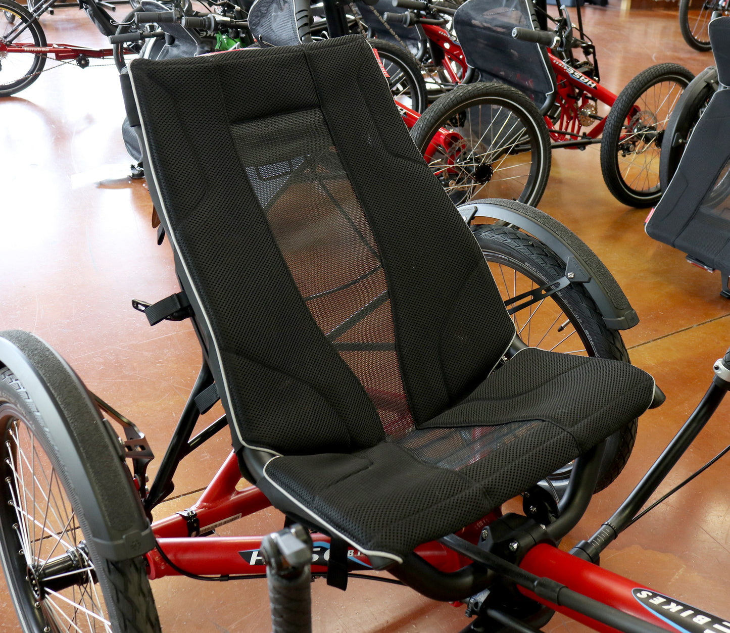 Hase Mesh One Piece Seat Fabric on a trike