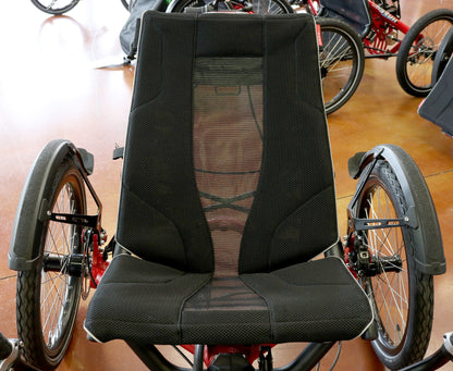 Hase Mesh One Piece Seat Fabric on a trike, front view.