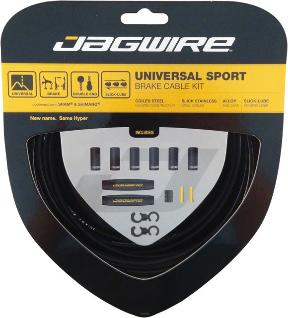 Jagwire Sport Brake Kit Black, studio image showing the packaging. 