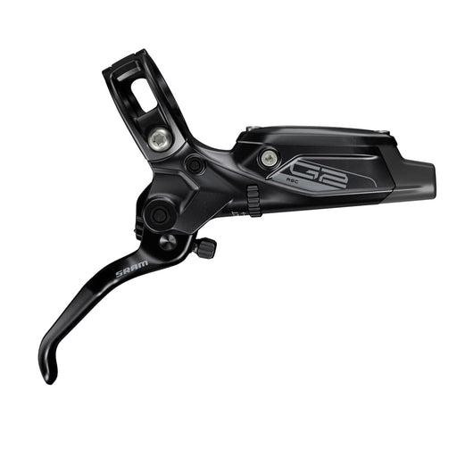 Top view of black SRAM G2 Brake Lever with silver lettering