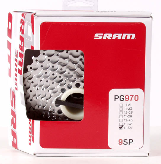 SRAM PG-970 9 Speed 11-34t Cassette box view red