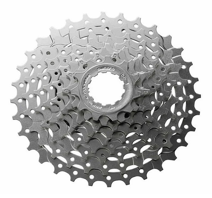 Shimano Alivio CS-HG400 9 Speed 11-25t Silver Nickel Plated Cassette top down view