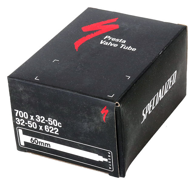A box of Specialized 60mm Presta Valve Tube for 700c bike tires.