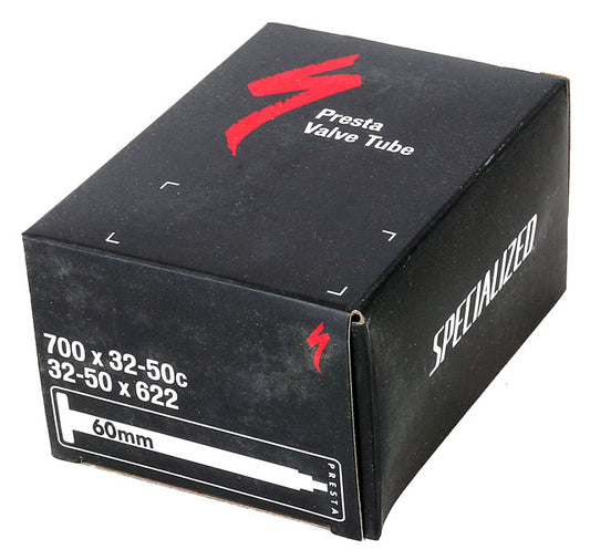 A box of Specialized 60mm Presta Valve Tube for 700c bike tires.