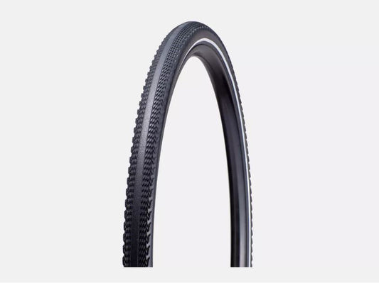 A black Specialized Pathfinder Sport bicycle tire with a textured tread pattern, designed for 700c x 38mm wheel sizes.