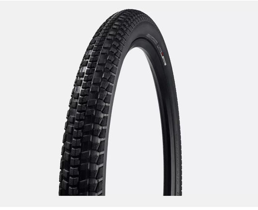 A black Specialized Rhythm Lite bicycle tire, 24 x 2.2 inches in size, with a wire bead and knobby tread pattern.