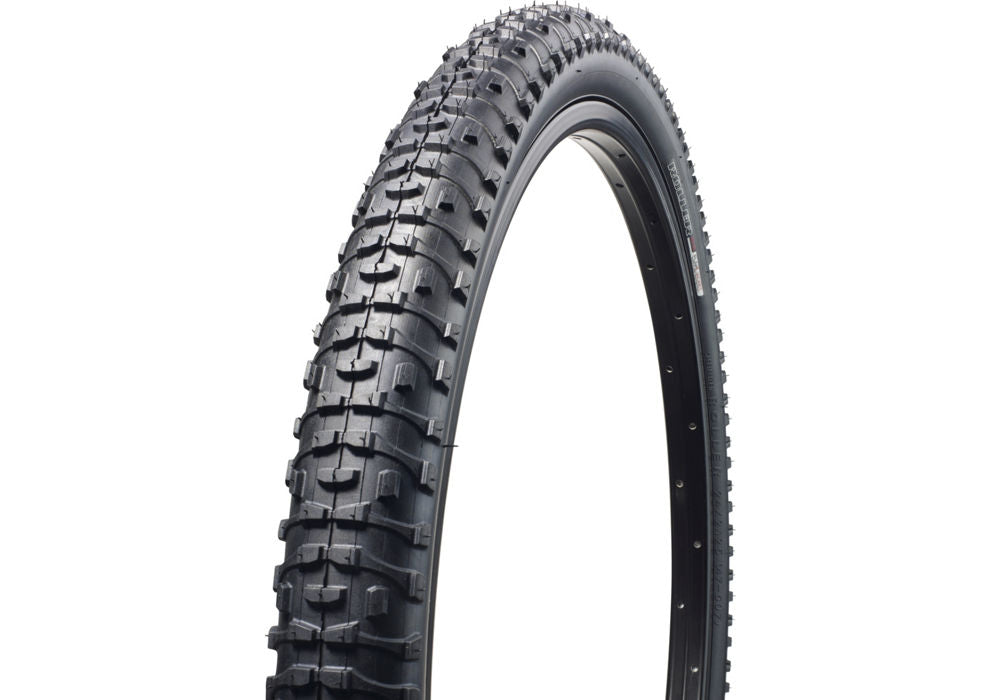 A black Specialized Roller tire designed for youth bicycles, featuring a textured tread pattern.