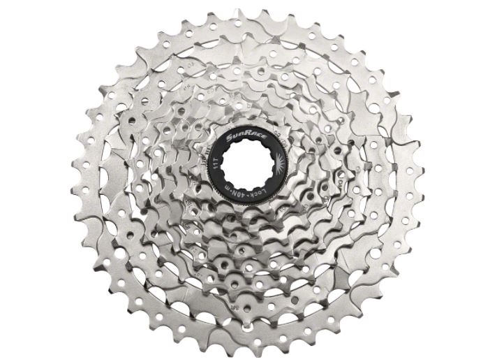 SunRace M9 9 Speed 11-40t Silver Cassette top down view