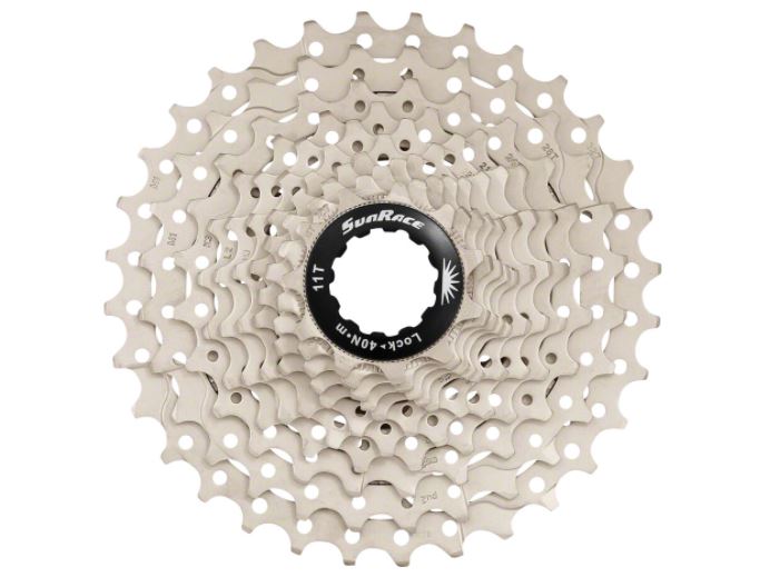 SunRace MS3 10 Speed 11-42t Silver Cassette top down view