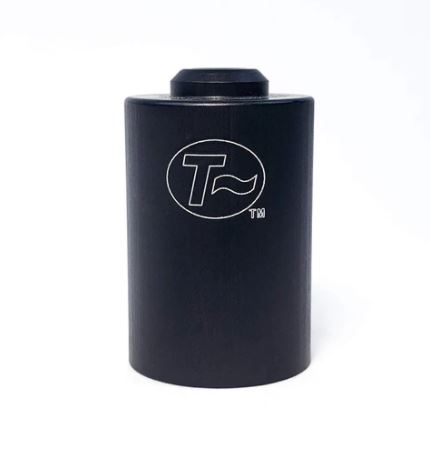 T-cycle bar-end shifter mount compatible with SRAM shifters.  Mount is black with white T-cycle logo on the side.