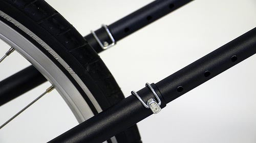 TerraTrike Locking Seat Stay Pins on a white background, shown on a trike.
