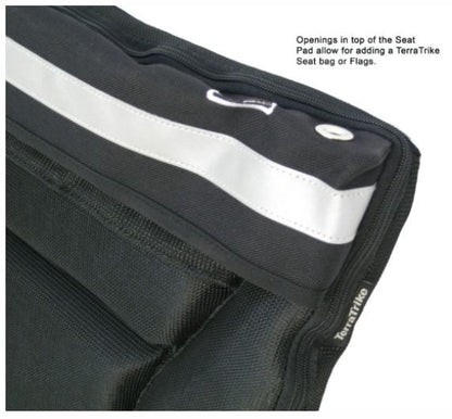 TerraTrike Seat Pad Standard Cushion showing the flag holder hole and seat pad zipper