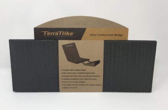 TerraTrike Seat Wedge Wide Cushion in its packaging on a white background