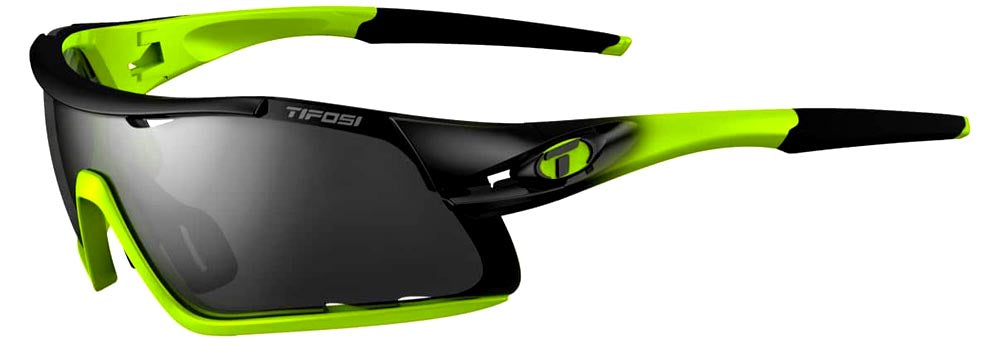 Tifosi Davos Sunglasses in Race Neon with Smoke, AC Red & Clear Interchangeable Lenses