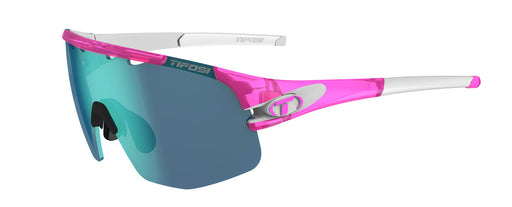 Tifosi Sledge Lite Sunglasses in Crystal Pink with Clarion Blue, AC Red and Clear Interchangeable Lenses.