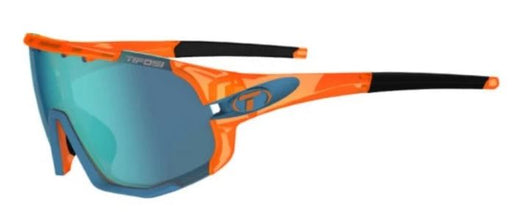 Tifosi Sledge Sunglasses in Crystal Orange with Clarion Blue, AC Red and Clear Interchangeable Lenses.
